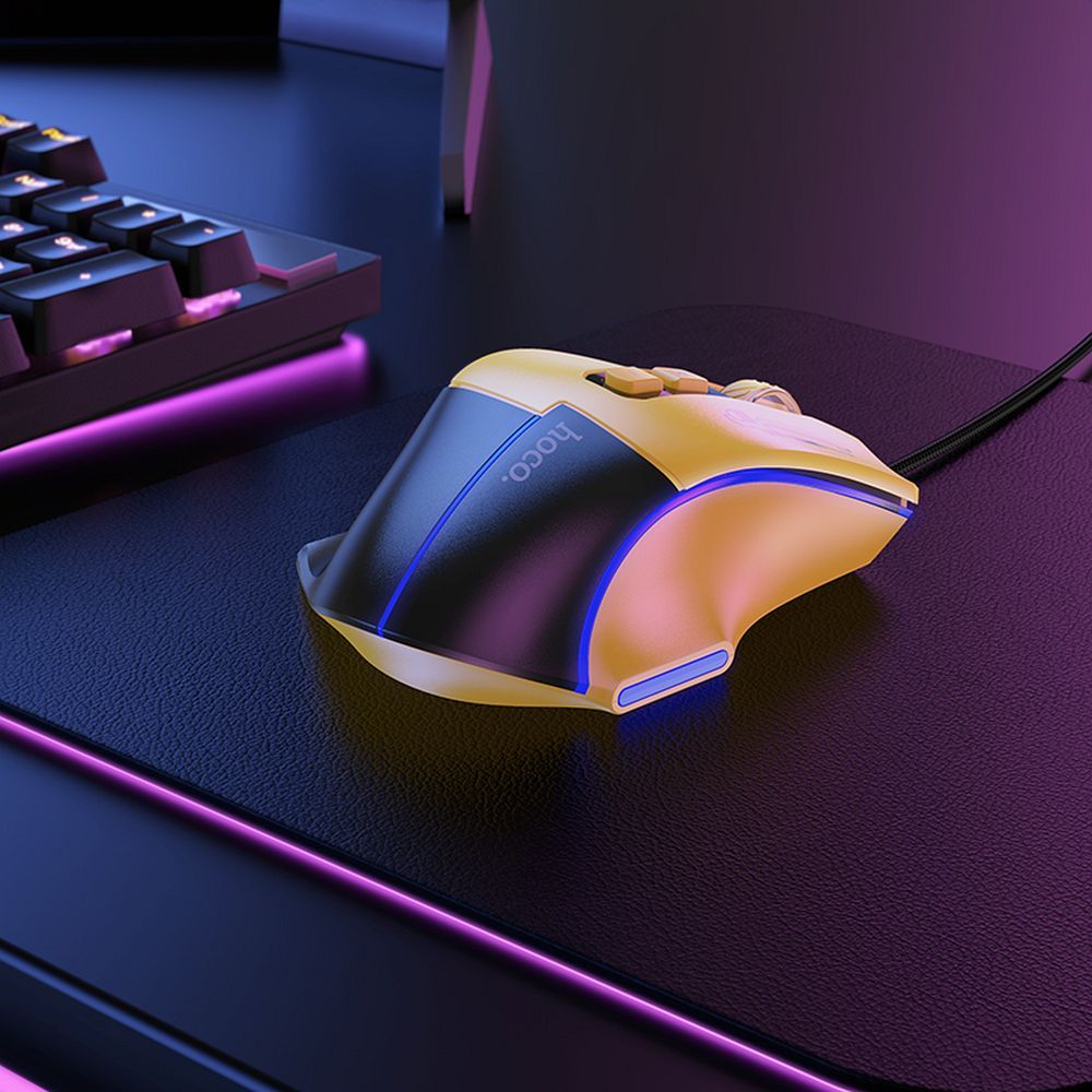 HOCO mysz komputerowa gamingowa przewodowa USB A 3600DPI GM31 czarno żółta (2).jpg