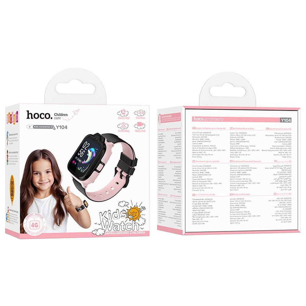 HOCO smartwatch dla dzieci z funkcją rozmowy 4G Y104 różowy (2).jpg