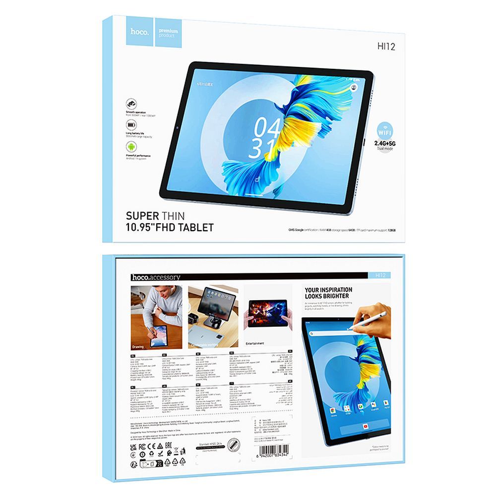 Tablet 10,95 4GB64GB Hoco Full HD Wi-Fi Android 14 HI12 niebieski (4).jpg