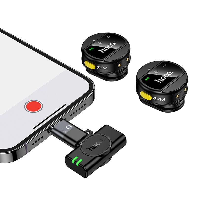 Mikrofon bezprzewodowy 2w1 Lightning  USB C Hoco L22 czarny (1).jpg