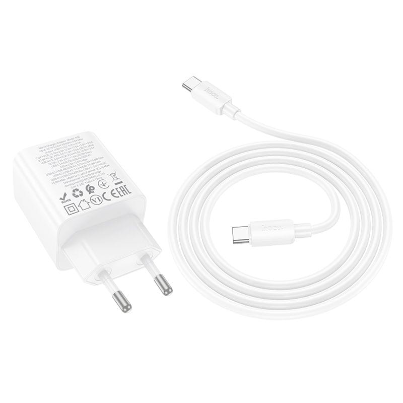 Ładowarka sieciowa do telefonu Hoco 2 x USB C + 2 x USB A QC3.0 PD 3A 30W + kabel USB C do USB C N56 biał (3).jpg