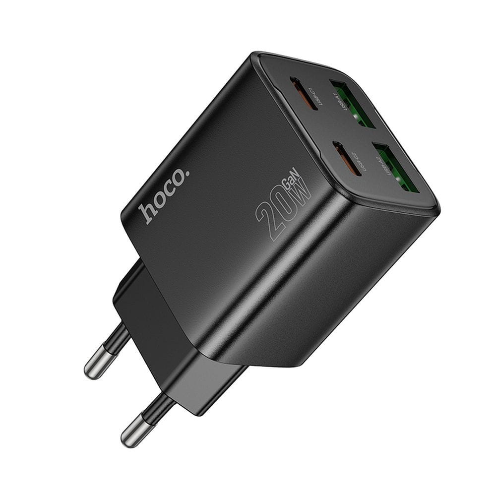 Ładowarka sieciowa do telefonu Hoco 2 x USB C + 2 x USB A QC3.0 PD 3A 20W N55 czarna (6).jpg