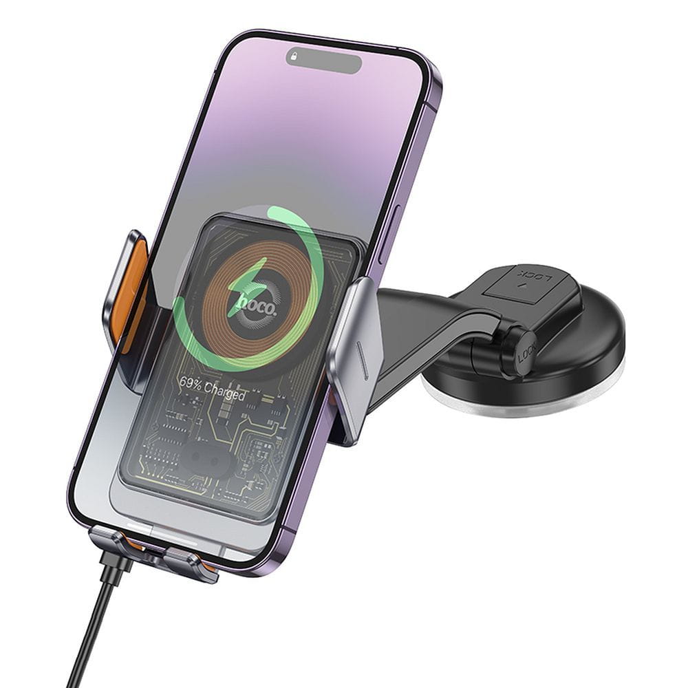 Uchwyt na telefon do samochodu indukcyjny Hoco 15 W do szyby  deski HW8 czarny (7).jpg