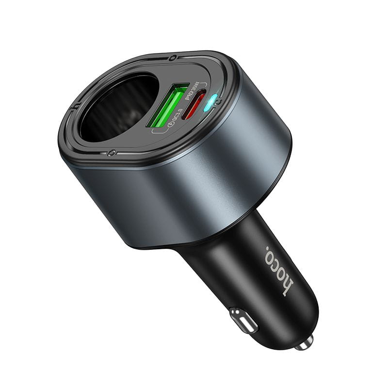 Ładowarka samochodowa Hoco USB A + USB C + gniazdo zapalniczki PD QC3.0 3A 35W Z56 czarna (8).jpg
