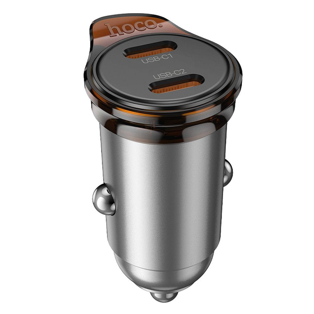 Ładowarka samochodowa Hoco 2 x USB C QC PD 45W NZ16B szara (9).jpg