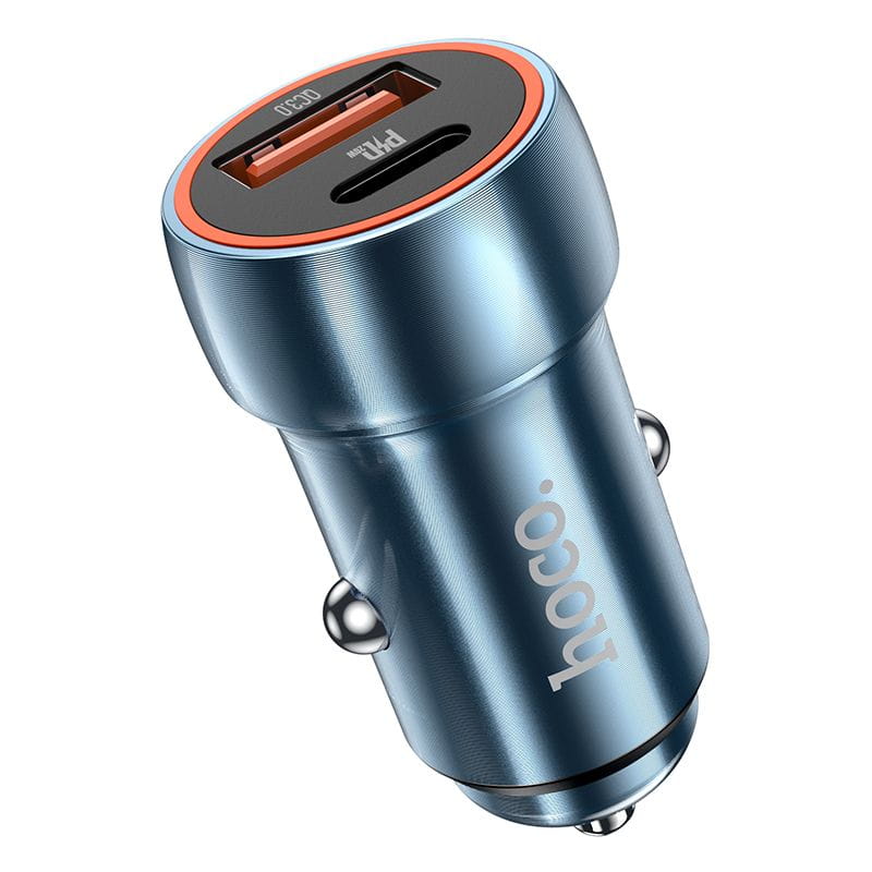 Ładowarka samochodowa Hoco USB A + USB C QC3.0 PD 20W Z46A niebieska (5).jpg