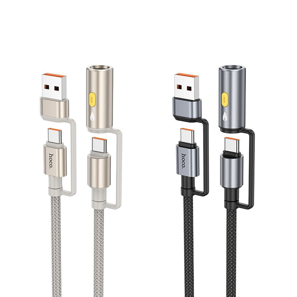 Kabel All-in-one USB A  USB C do USB C  Zapalniczka samochodowa Hoco 3A 60W 1,2 m U138 szary (3).jpg
