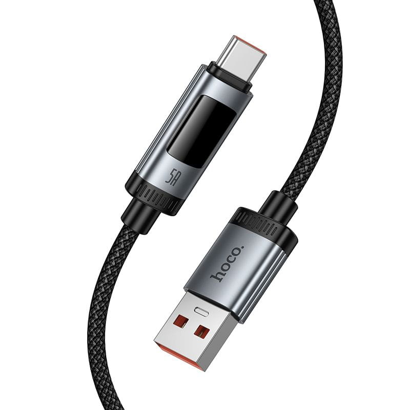Kabel z wyświetlaczem USB A do USB C Hoco PD 6A 100W 1,2m U148 czarny (5).jpg