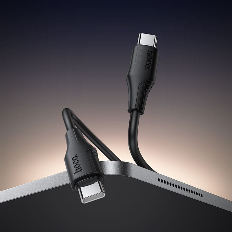 Kabel Silikonowy USB C do USB C Hoco 3A 60W 1 m X124 czarny (2).jpg