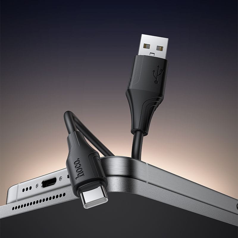Kabel Silikonowy USB A do USB C Hoco 3A 1 m X124 czarny (3).jpg