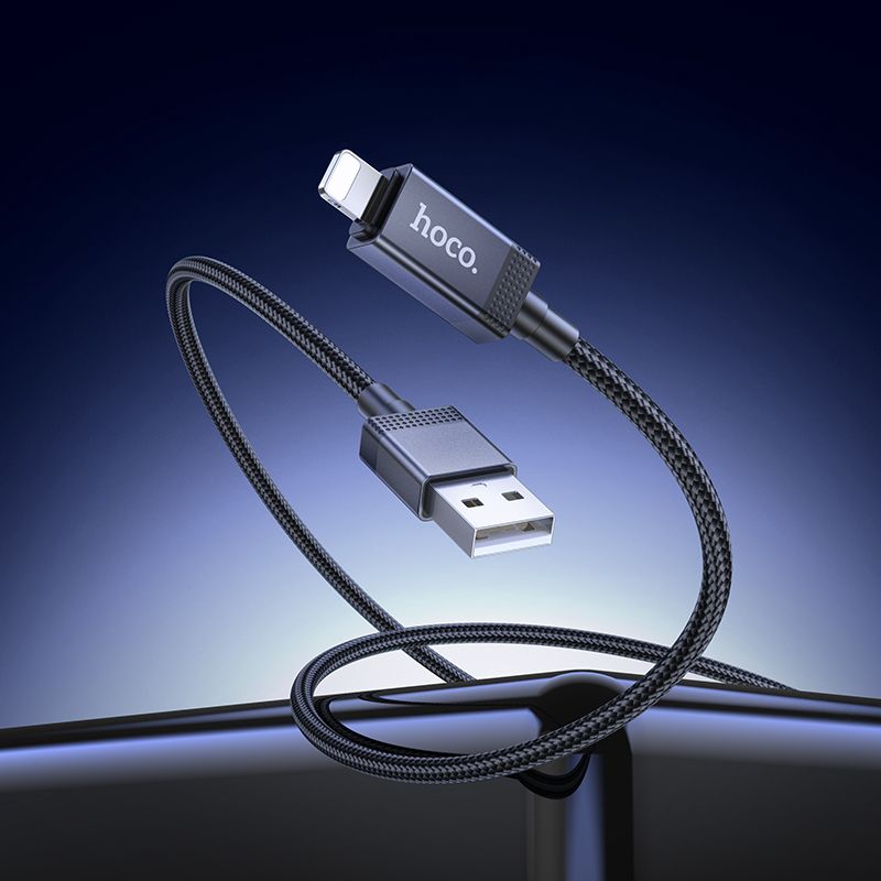 Kabel USB A do Lightning Hoco 2,4A z wyświetlaczem 1 m X118 czarny (5).jpg