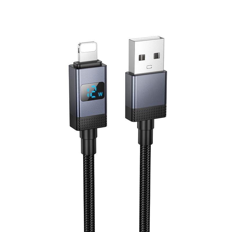 Kabel USB A do Lightning Hoco 2,4A z wyświetlaczem 1 m X118 czarny (3).jpg
