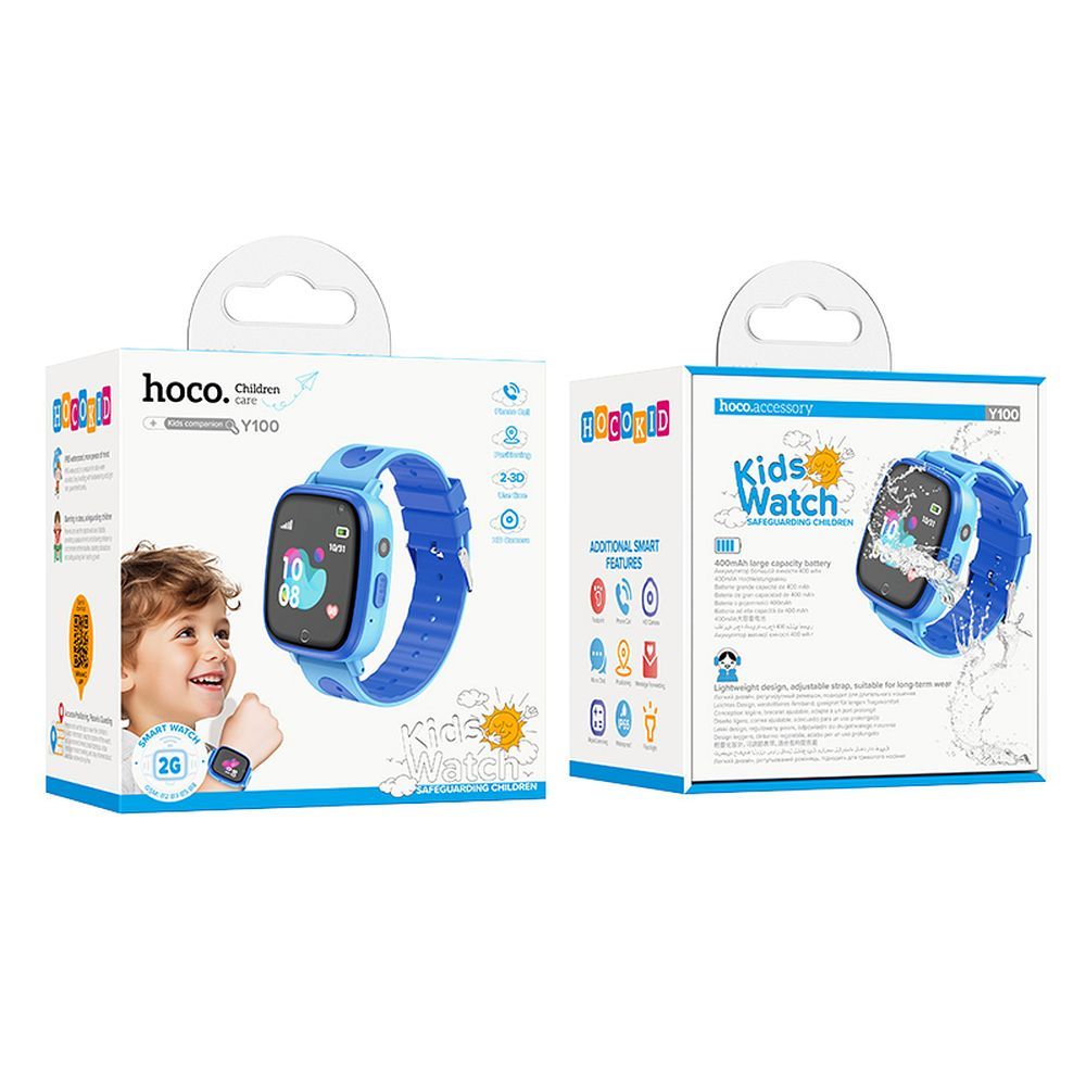 Smartwatch dla dzieci Hoco 1,44 2G z funkcją rozmowy Y100 niebieski (1).jpg