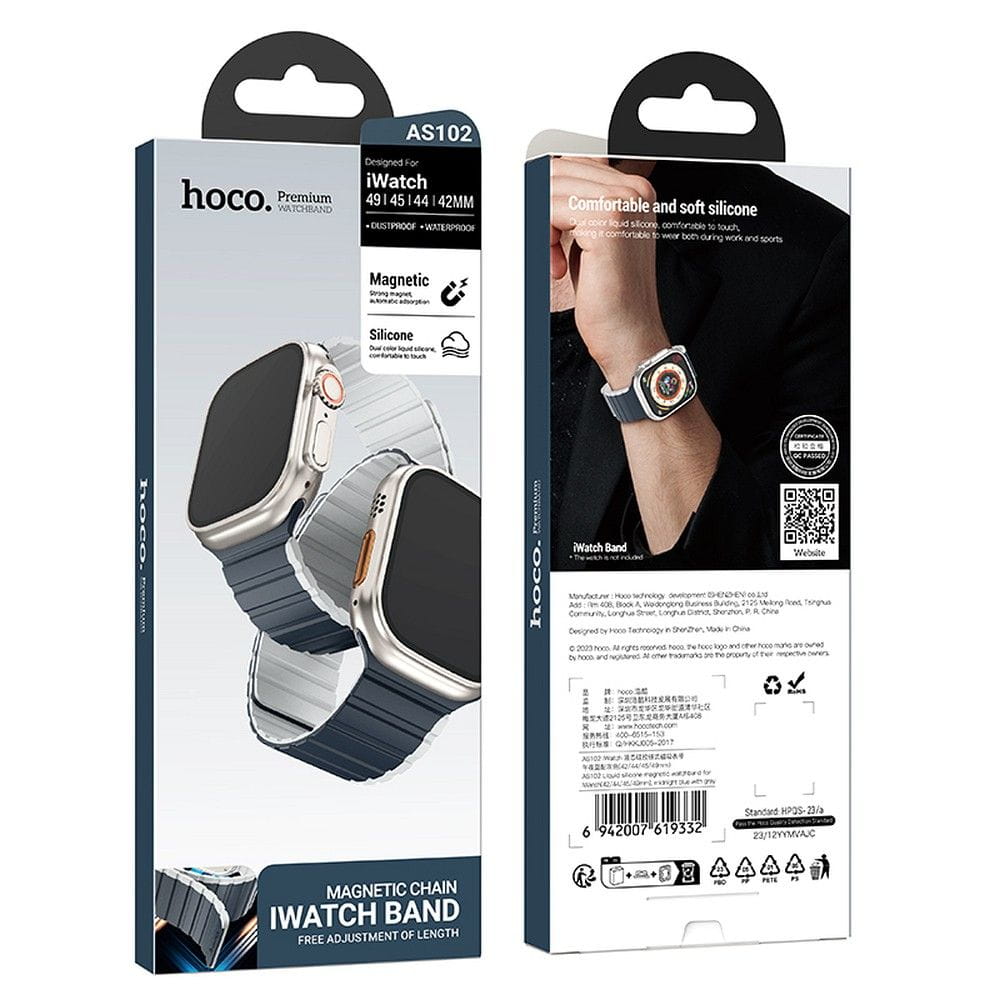 Pasek do Apple Watch Hoco magnetyczny silikon 38  40  41 mm AS102 niebieski z szarym (1).jpg
