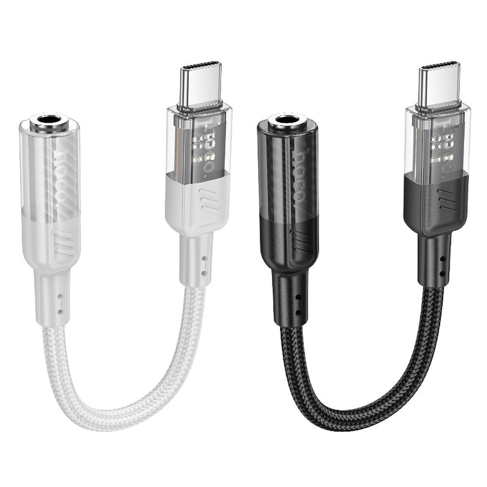 Adapter AUX USB C do Jack 3,5 mm Hoco 0,15 m LS37 transparentny szary (4).jpg