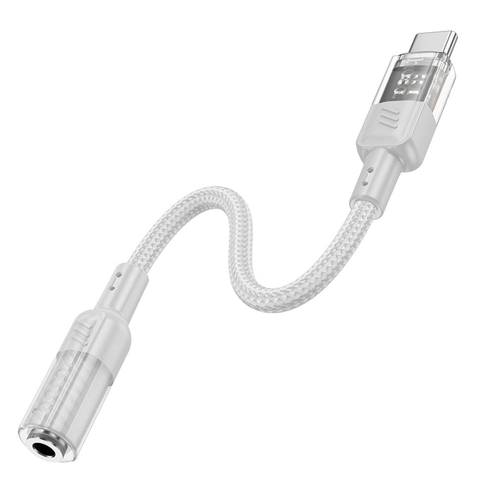 Adapter AUX USB C do Jack 3,5 mm Hoco 0,15 m LS37 transparentny szary (5).jpg