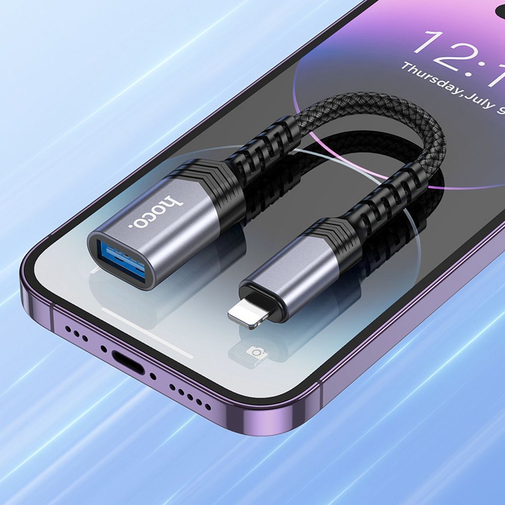 Adapter Lightning do USB A Hoco UA24 czarny (7).jpg