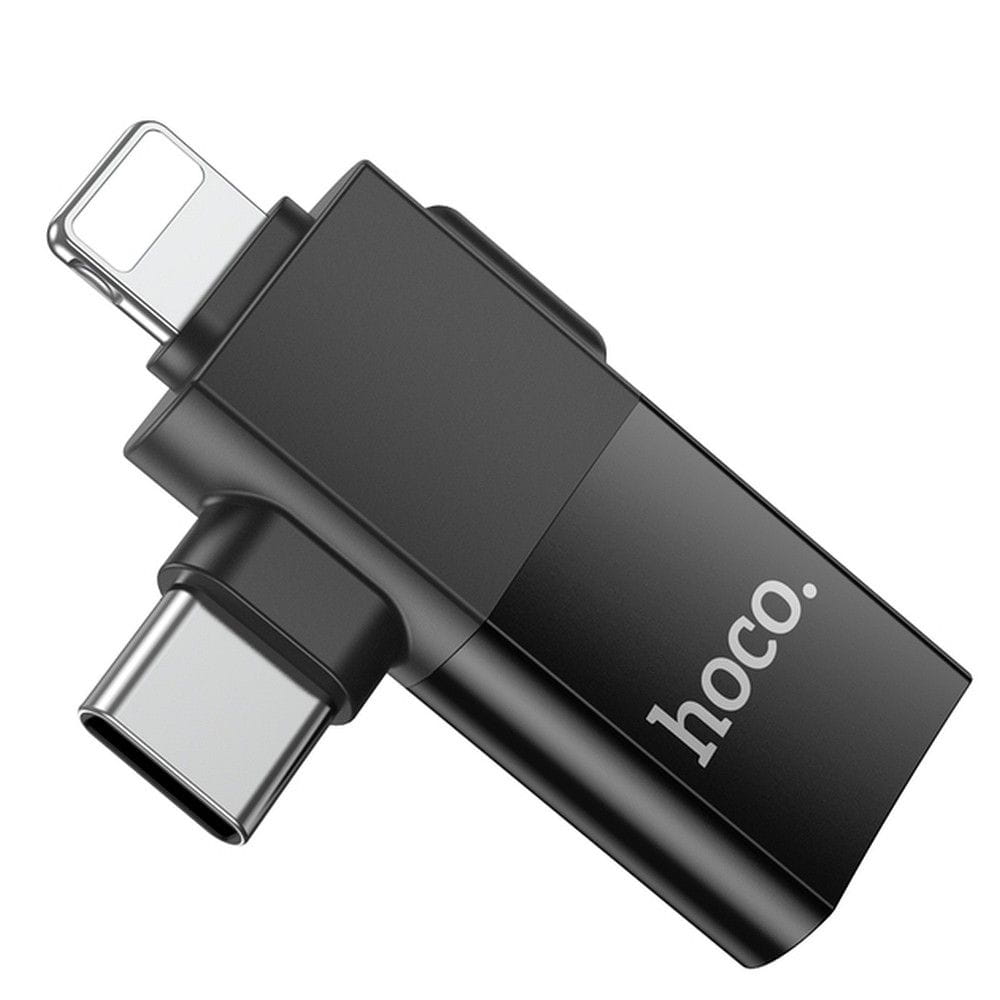 Adapter OTG 2w1 USB C  Lightning do USB A Hoco UA17 czarny (8).jpg