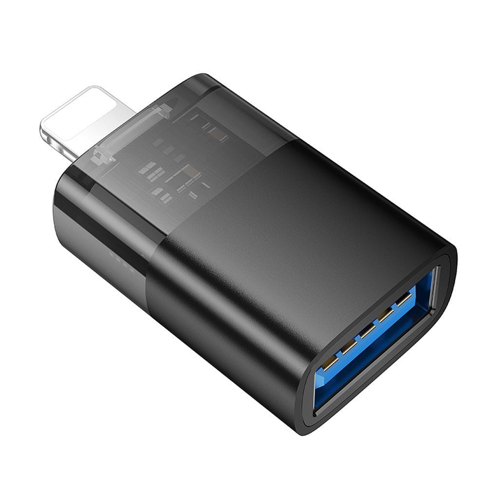 Adapter OTG Lightning do USB A Hoco UA36 czarny transparentny (5).jpg