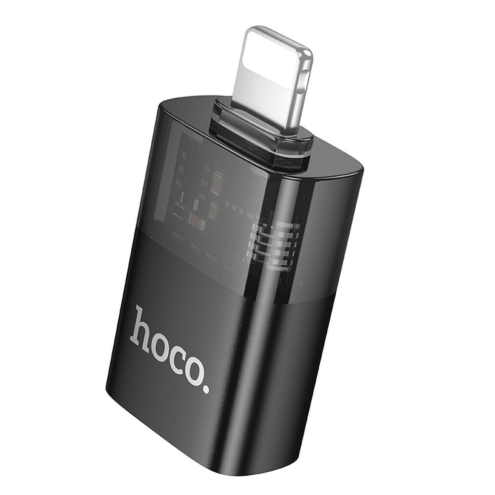 Adapter OTG Lightning do USB A Hoco UA36 czarny transparentny (1).jpg