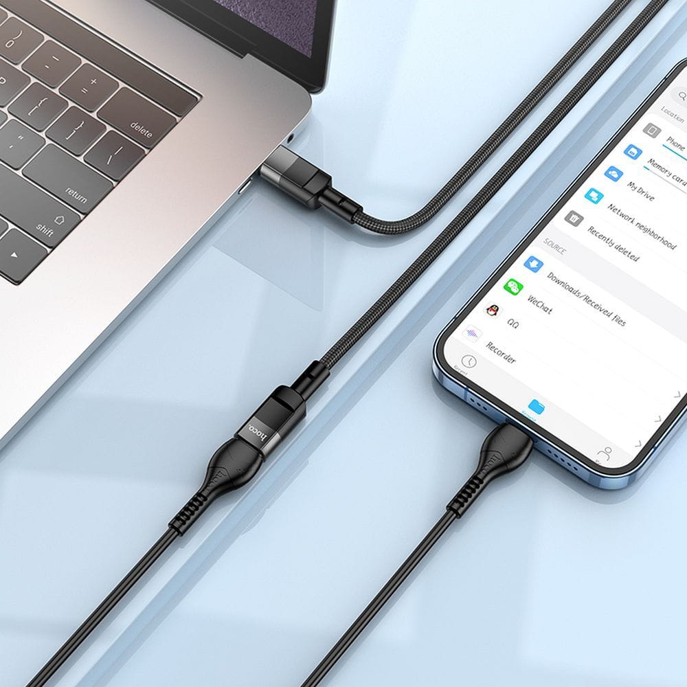 Adapter OTG USB C do USB C Hoco 3A 1,2 m U107 czarna (2).jpg
