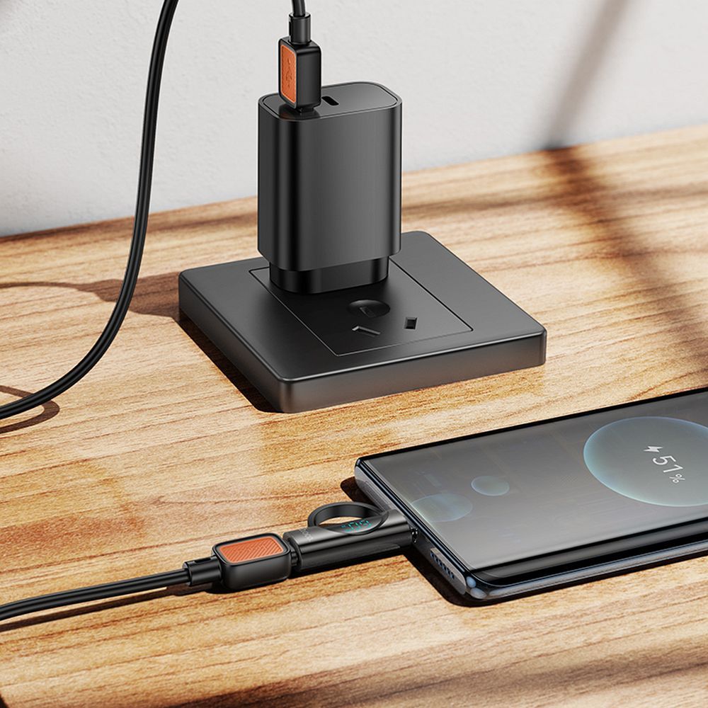 Adapter USB C do Lightning Hoco 3A 60W z wyświetlaczem UA32A czarny (2).jpg