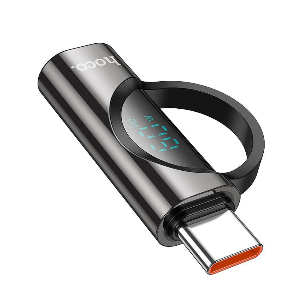 Adapter USB C do Lightning Hoco 3A 60W z wyświetlaczem UA32A czarny (5).jpg
