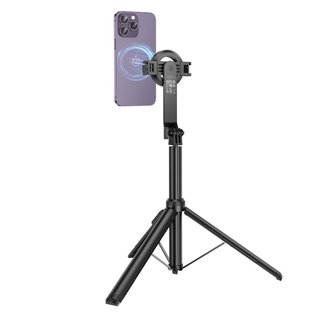 Selfie stick Hoco tripod z pilotem bezprzewodowym magnetyczny K25 czarny (4).jpg