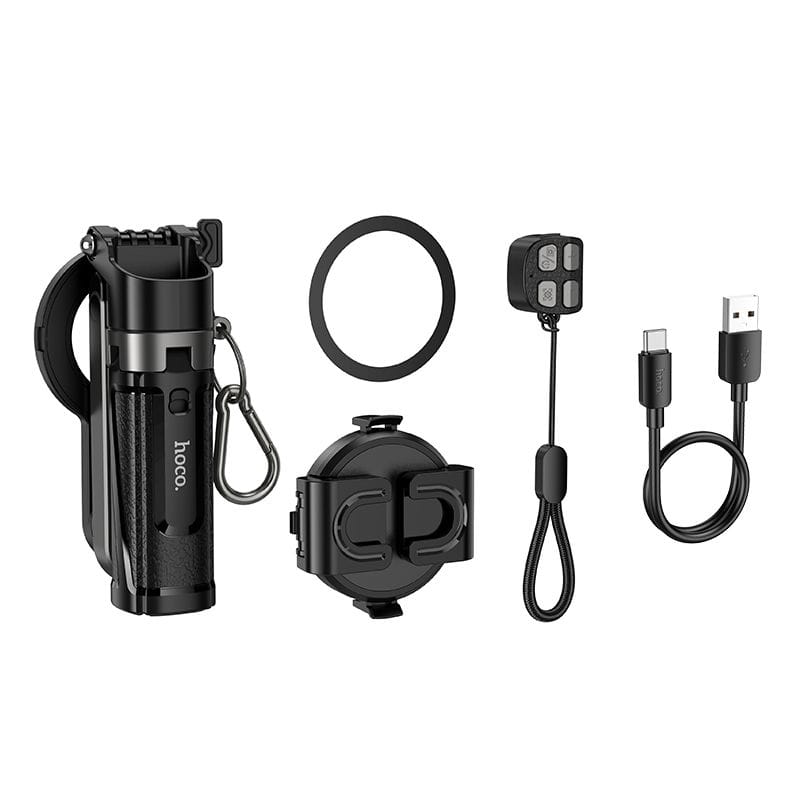 Selfie stick z magnetycznym oraz uniwersalnym mocowaniem z pilotem bezprzewodowym K27 PRO czarny Hoco (4).jpg