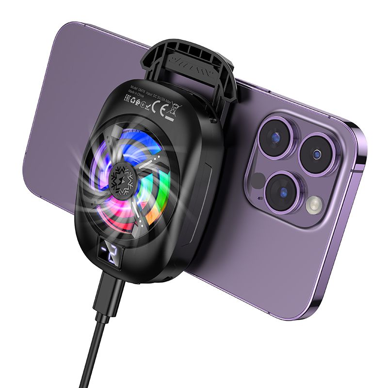 Wentylator przenośny do telefonu GM76 czarny Hoco (7).jpg