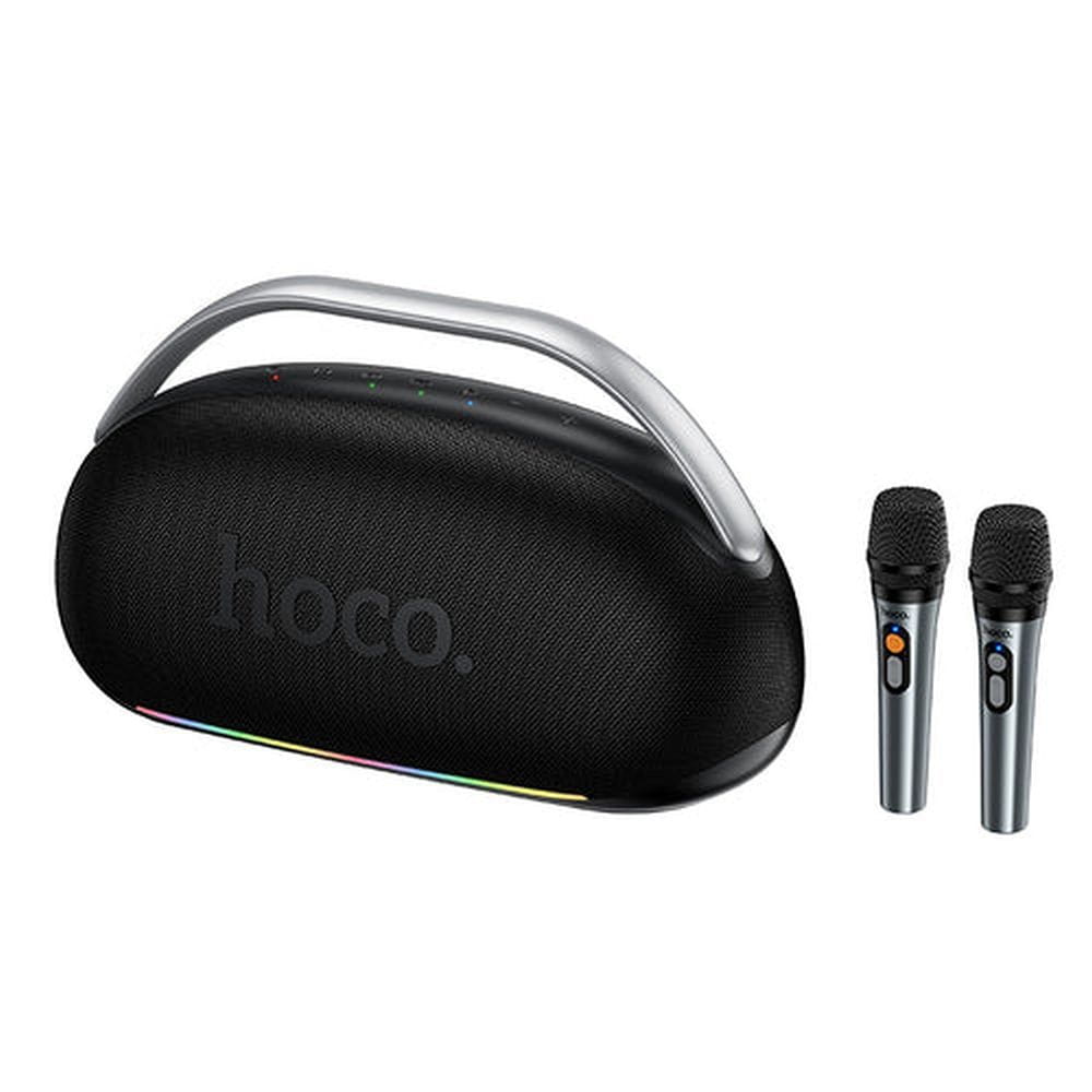 Głośnik bezprzewodowy 300W 8h + 2 x bezprzewodowe mikrofony Hoco HT2 czarny (8).jpg