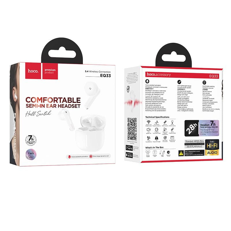 Słuchawki bezprzewodowe douszne Hoco TWS EQ33 białe (1).jpg