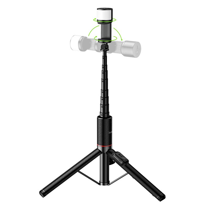 Selfie stick tripod z pilotem bezprzewodowym + światłem LED Hoco K34 czarny (5).jpg