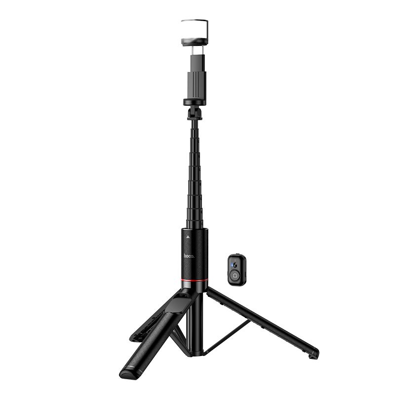 Selfie stick tripod z pilotem bezprzewodowym + światłem LED Hoco K34 czarny (8).jpg