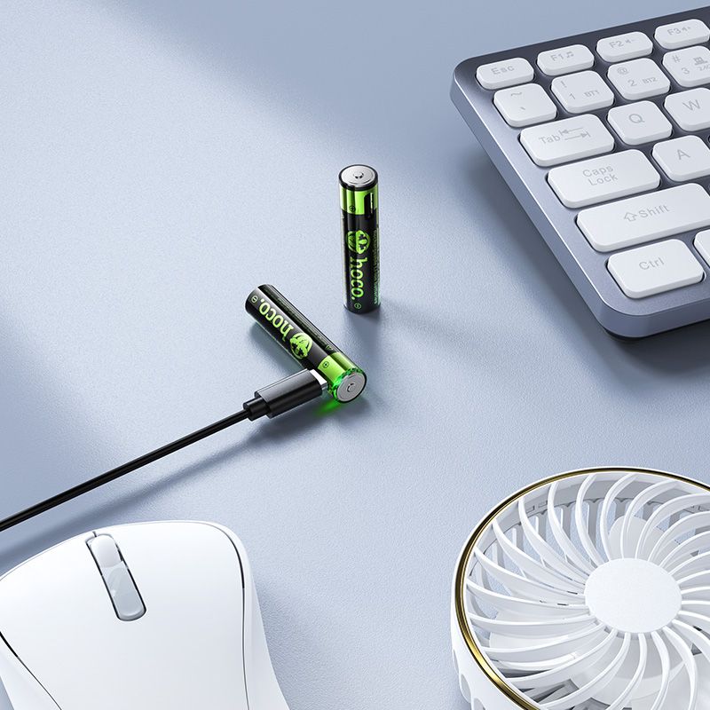 Bateria akumulatorowa AAA R3 320 mAh z gniazdem USB C + kabel USB A do 2 x USB C 2 szt Hoco JA4 czarna (3).jpg