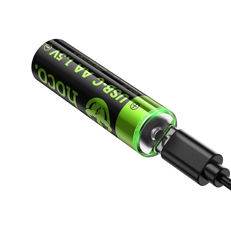 Bateria akumulatorowa AA R6 860 mAh z gniazdem USB C + kabel USB A do 2 x USB C 2 szt Hoco JA3 czarna (7).jpg