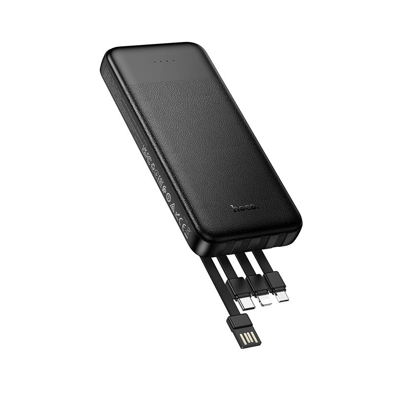 Powerbank Hoco 10000 mAh 2A z czterema wbudowanymi kablami USB A + USB C+ Lightning + Micro USB J163 czarny (5).jpg
