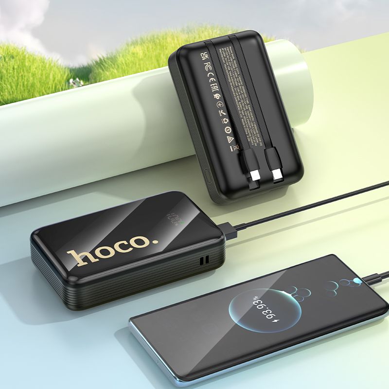 Powerbank Hoco 20000 mAh QC PD 22,5W z wbudowanymi kablami USB C + Lightning Q37A czarny (2).jpg