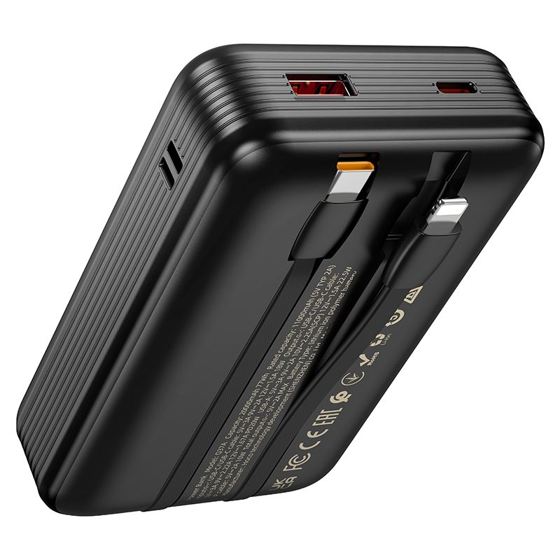 Powerbank Hoco 20000 mAh QC PD 22,5W z wbudowanymi kablami USB C + Lightning Q37A czarny (4).jpg
