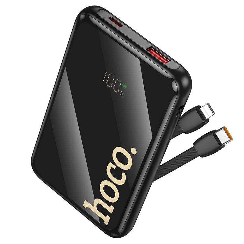 Powerbank Hoco 10000 mAh QC PD 22,5W z wbudowanymi kablami USB C + Lightning Q37 czarny (10).jpg